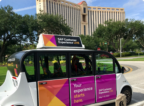 GEM Golf Cart Advertising and Rentals available at the Orange County Convention Center.